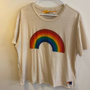 Aviator Nation Rainbow Cropped Crew Tee - VWHT Size L